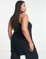 sveless ribbed swing top in black