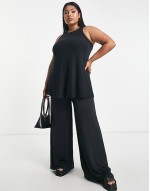 sveless ribbed swing top in black
