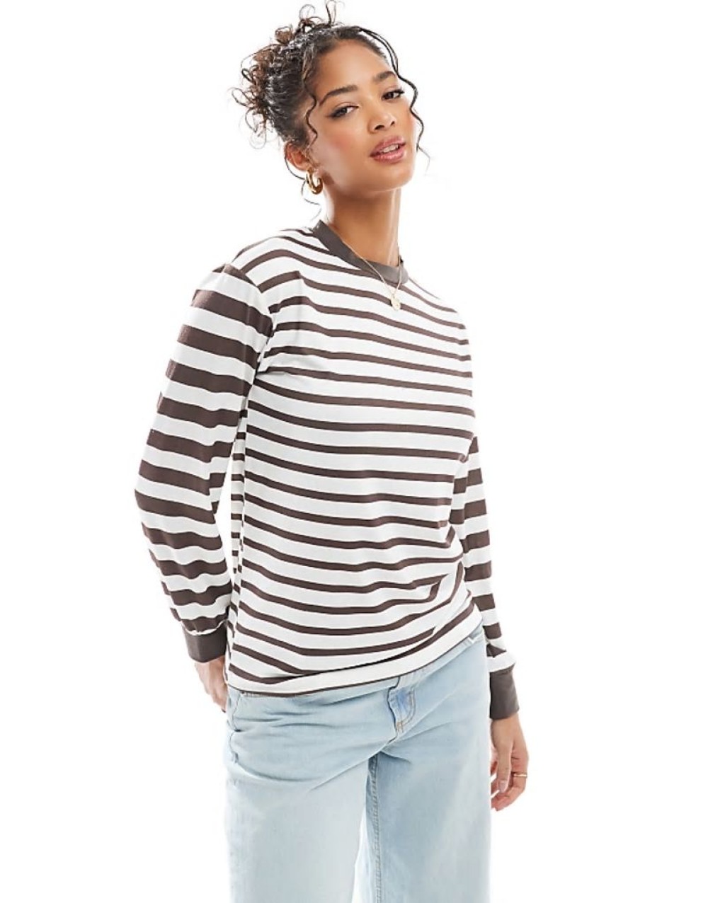 stripe mix skater top in beige