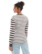 stripe mix skater top in beige