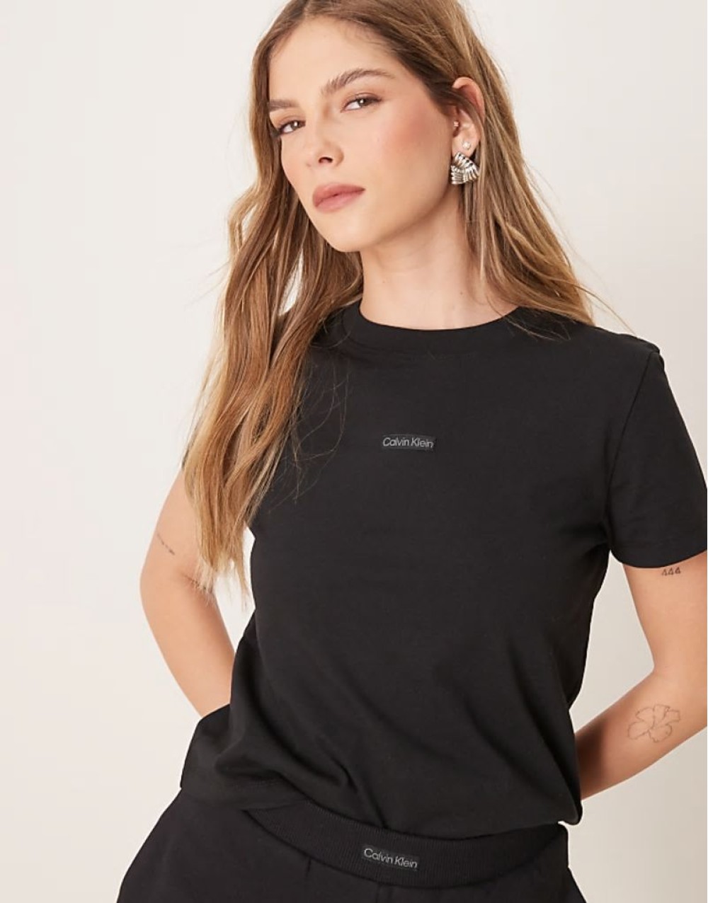 institutional graphic baby tee in black