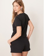 institutional graphic baby tee in black