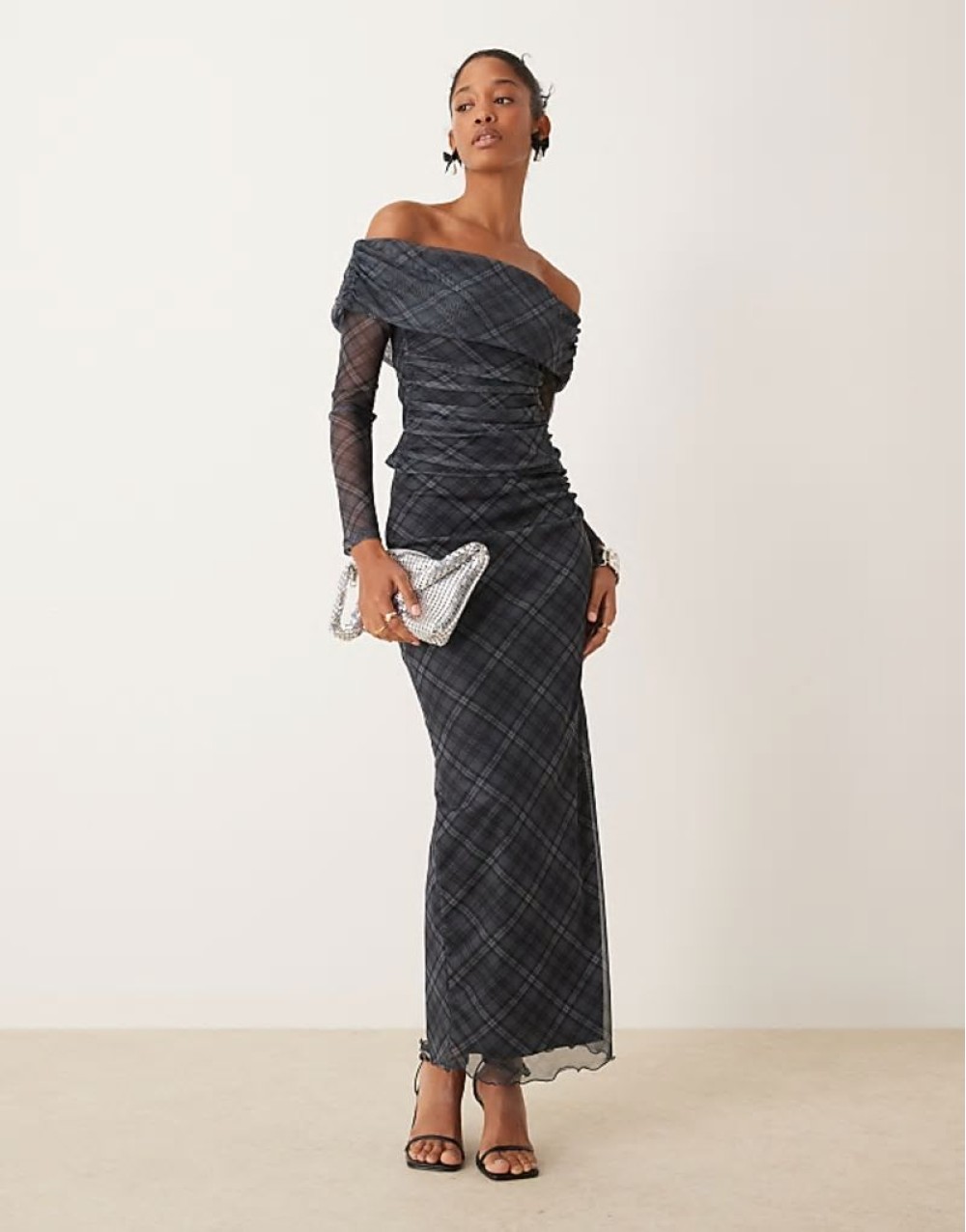 check mesh co-ord in blue pattern