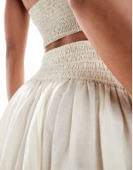 maxi skirt with ruched basque in light beige