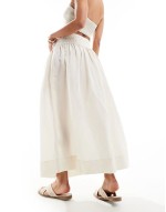 maxi skirt with ruched basque in light beige