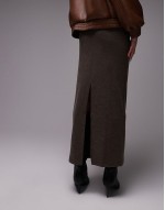 jersey midi skirt in brown
