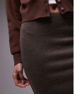 jersey midi skirt in brown