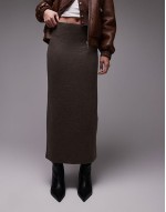 jersey midi skirt in brown