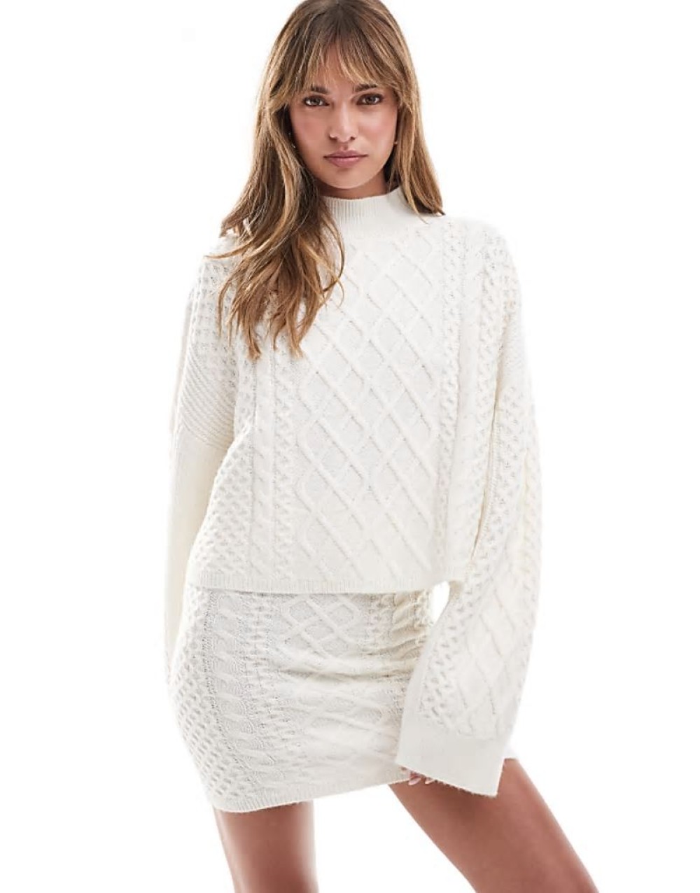 cable knit jumper co-ord in cream