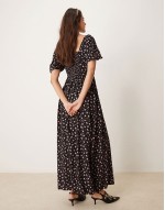 corset maxi dress in ditsy print