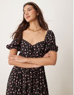corset maxi dress in ditsy print