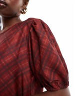 maxi smock dress in red check