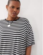 midi t-shirt dress in black and white stripe