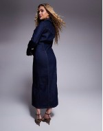design top collar shirt dress in blue
