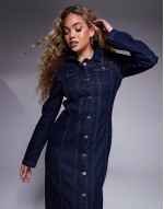 design top collar shirt dress in blue