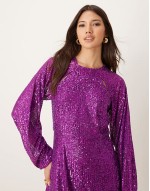 sequin mini dress in purple