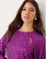 sequin mini dress in purple