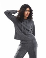 Lightweight mix & match cozy knitted set in dark grey melange