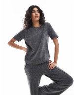 Lightweight mix & match cozy knitted set in dark grey melange